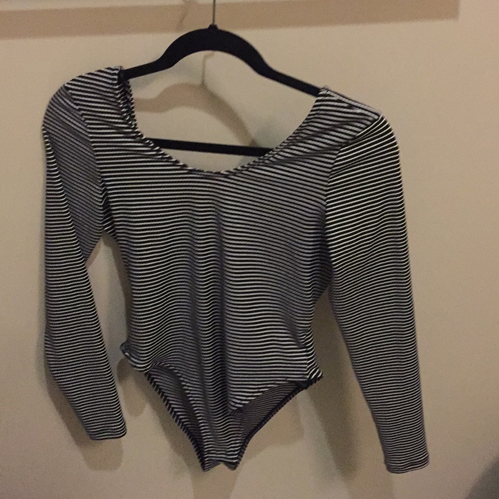 Topshop Bodysuit with Ribbon Back Tie